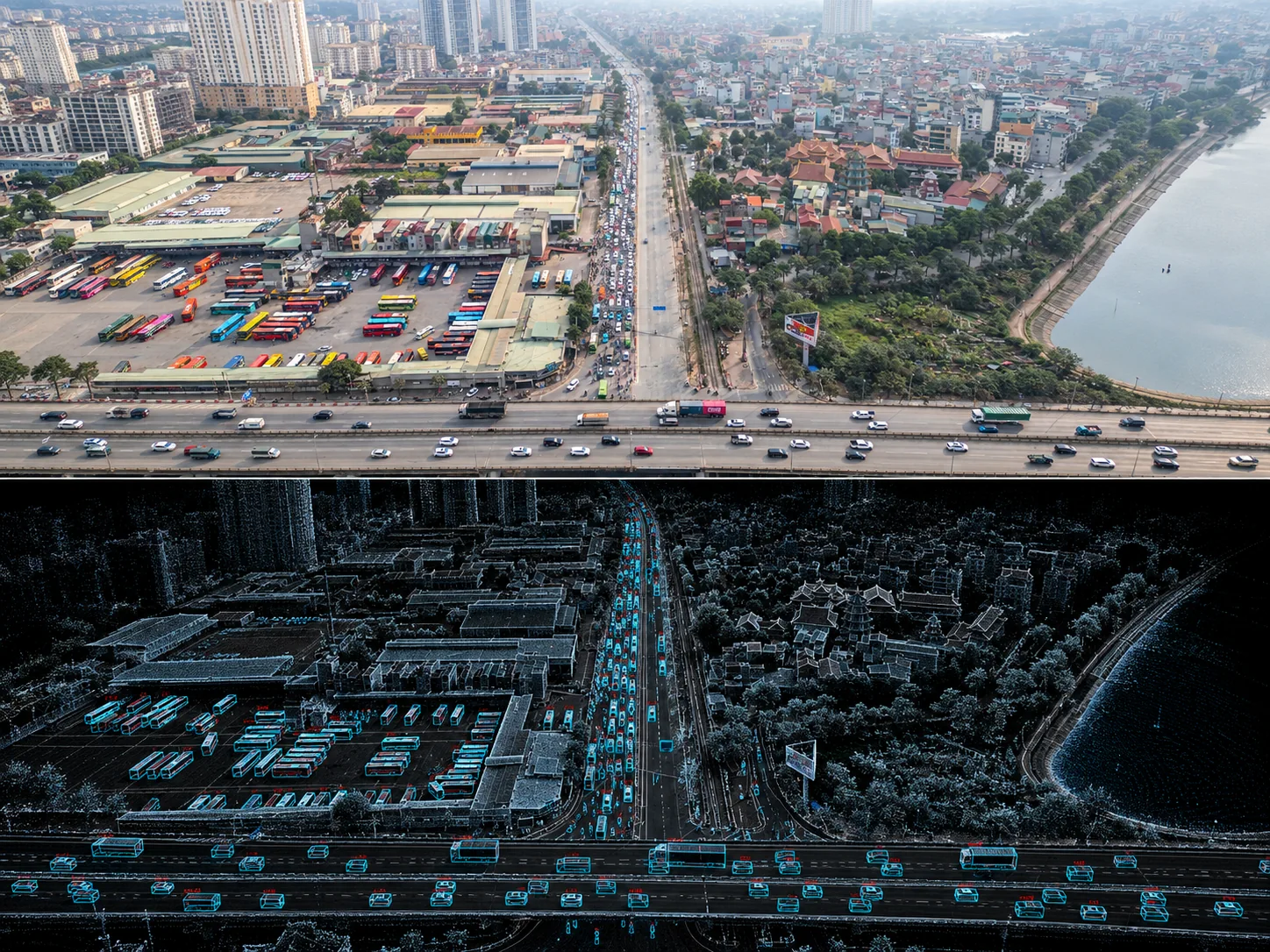 TeraFlow corridor digital twin and traffic detection visualization